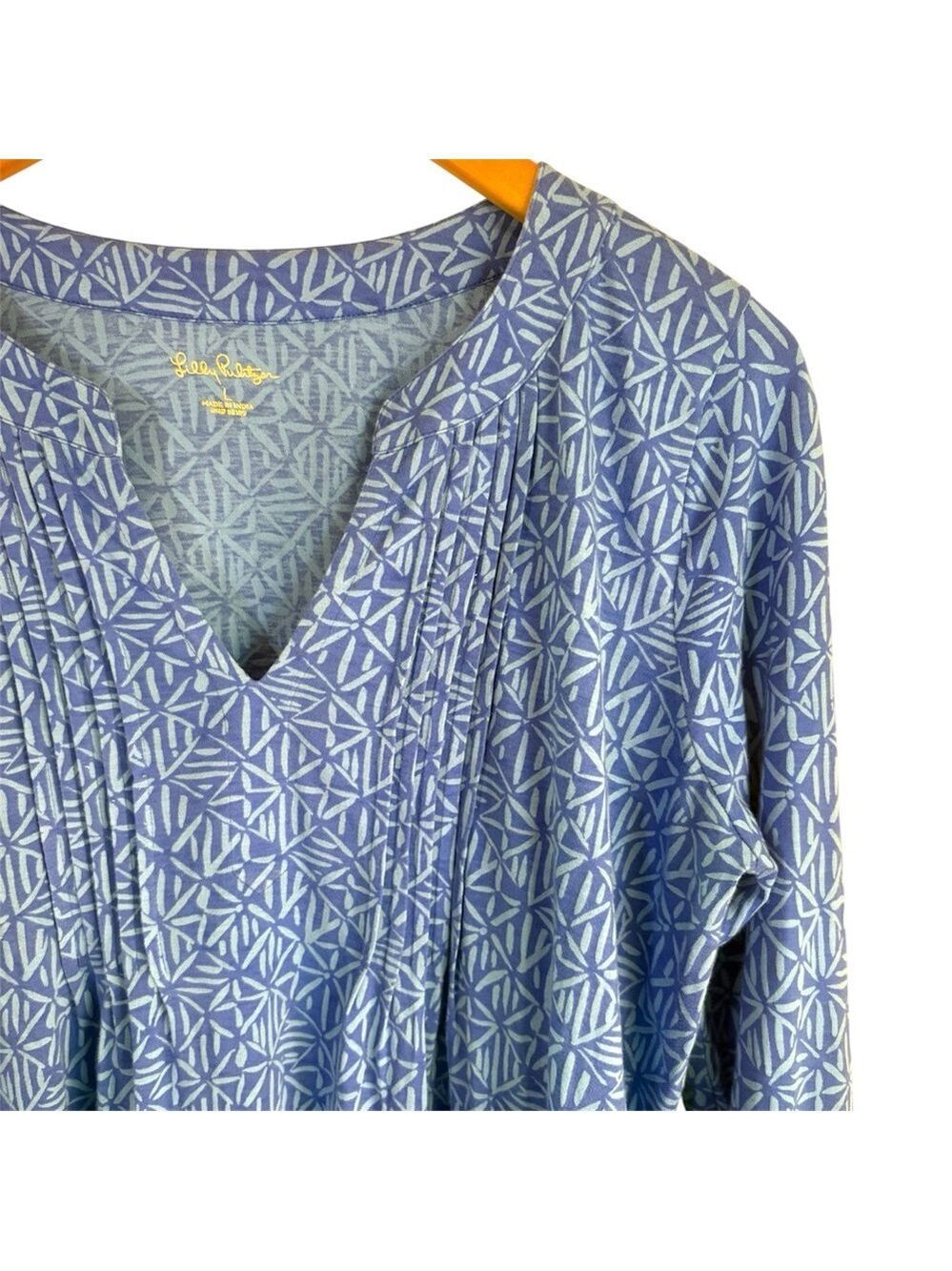 Lilly Pulitzer Blue Geometric Print above knee Dress. Large. EUC! Like new!